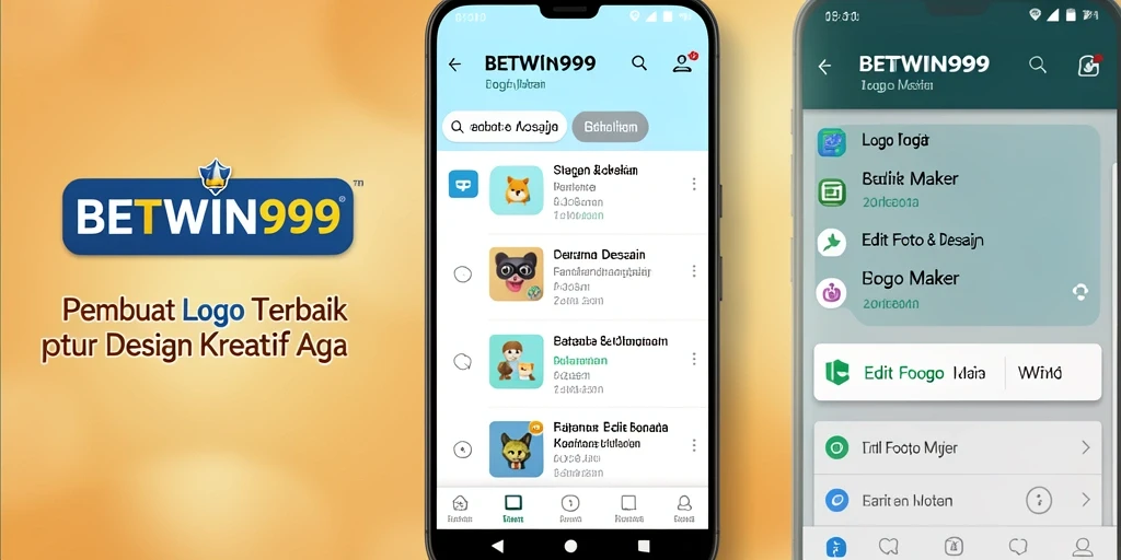 Screenshot aplikasi BETWIN999 menampilkan antarmuka Logo Maker yang intuitif.